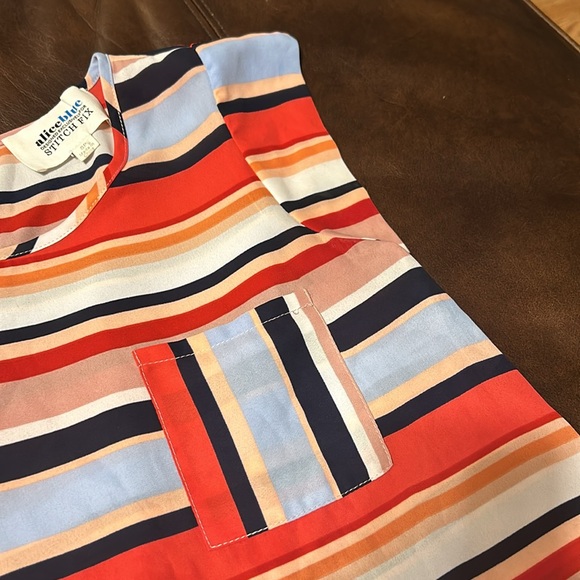 Colorful striped short sleeved blouse, size S - Picture 4 of 6